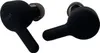 Two black wireless earbuds are shown against a white background. Produktbild-Vorschau