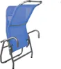 A blue mesh lounge chair with a gray metal frame is shown from the back, angled slightly to the left, against a white background. Produktbild-Vorschau