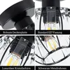 A collage of four close-up images showcasing different features of a black and crystal ceiling lamp. Náhled obrázku produktu