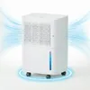 A white dehumidifier with blue air flow graphics emanating from it, set against a white background. Podgląd zdjęcia produktu