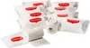 A collection of baby care products, including wipes and a bandage roll, arranged on a white background. Produktbild-Vorschau