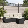 5-tlg. Garten-Sofagarnitur mit Kissen Schwarz Poly Rattan Produktbild-Vorschau 2