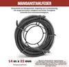 A coiled metal spring for drain cleaning, presented with descriptive text. Produktbild-Vorschau