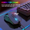 A gaming mouse and keyboard are shown on a reflective surface with colorful LED lighting. Produktbild-Vorschau