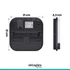 A diagram showing the dimensions of an outdoor light fixture, with a front view and a side view. Produktbild-Vorschau
