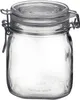 A clear glass jar with a wire bail closure. Produktbild-Vorschau