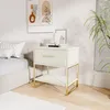 Ensemble de deux tables de chevet avec tiroir, en velours Voir les images du produit 11