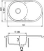 Technical drawing of a sink with dimensions. Produktbild-Vorschau