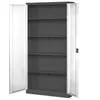 An open metal cabinet with shelves. Produktbild-Vorschau