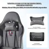 Close-up of a gaming chair with promotional text and images of cushions. Anteprima dell’immagine prodotto