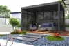 A modern outdoor living space featuring a bioklimatic pergola with seating. Náhled obrázku produktu