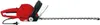 A red electric hedge trimmer with a long silver blade, shown against a white background. Produktbild-Vorschau