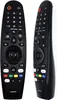 Two views of a black LG TV remote control against a white background. Produktbild-Vorschau
