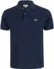 A studio shot of a navy blue Lacoste polo shirt. Produktbild-Vorschau