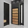 A modern entryway with multiple doors and a shoe cabinet. Produktbild-Vorschau