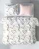 A top-down view of a bed with bedding and pillows. Produktbild-Vorschau