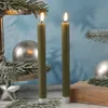 LED Stabkerzen MIA - Echtwachs - realistische 3D Flamme - H:24cm - Batteriebetrieb - olivgrün - 2 St Produktbild-Vorschau