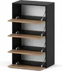 STIV Möbel | Schuhschrank 2-teilig mit Klappen | Schwarz Produktbild-Vorschau 3