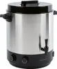 A stainless steel beverage dispenser with a black lid and base, featuring a spigot and control knobs. Anteprima dell’immagine prodotto