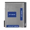 The image shows the internal structure of a computer case, highlighting drive bay sizes with blue overlay text. Anteprima dell’immagine prodotto