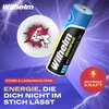 A battery is shown with marketing text and graphics against a background of lightning. Produktbild-Vorschau