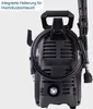 The back of a black pressure washer with a coiled hose attached. Produktbild-Vorschau