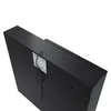 The back of a black cabinet with a label and a wire. Produktbild-Vorschau