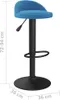 A blue velvet bar stool with a black base and adjustable height. Produktbild-Vorschau