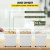 Three white food storage containers are shown on a wooden surface, with a hand reaching to open one of them. Text overlays highlight the product's features and capacity. Anteprima dell’immagine prodotto