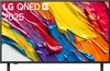 A television screen displaying a colorful abstract image with text overlay. Voir les images du produit