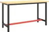 A workbench frame with a wooden top and black metal legs, featuring a red crossbar. Podgląd zdjęcia produktu