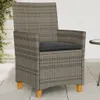 Gartenstühle mit Kissen 2 Stk. Grau Poly Rattan Massivholz Produktbild-Vorschau 2