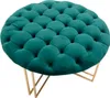 Pouf 90 x 49 x 90 cm in metallo tessuto oro verde Anteprima dell’immagine prodotto 3