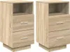 Two identical wooden nightstands with two drawers and an open shelf. Anteprima dell’immagine prodotto