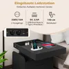 A close-up view of a black nightstand with a built-in charging station, showcasing its features and specifications. Podgląd zdjęcia produktu