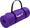A rolled-up purple yoga mat with a black carrying strap. Podgląd zdjęcia produktu