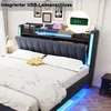 Lit rembourré Merax 140x200 cm avec éclairage LED et prise Voir les images du produit 7