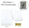 Uitdeelzakjes Transparant - 100 Stuks met Twistbandjes - Productafbeelding-voorbeeld 5