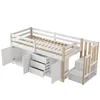 MODFU Kinderbett 90x200 Hochbett Bettrahmen mit Treppe und Produktbild-Vorschau 8