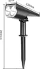 A black solar-powered garden spotlight with dimensions indicated. Anteprima dell’immagine prodotto