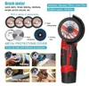 Collage of an angle grinder and its accessories, showing different uses. Produktbild-Vorschau