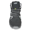 A front view of a black and silver work boot. Produktbild-Vorschau