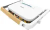 A white electric grill with a wooden handle, showing grilled vegetables inside. Voir les images du produit