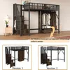A collage of images showing a loft bed with a wardrobe and stairs, with different versions highlighted. Podgląd zdjęcia produktu