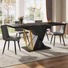 A dining room with a marble-look extendable table and chairs. Produktbild-Vorschau