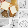A collage of images showing a portable toaster with slices of bread, close-ups of its construction, and a detailed view of its perforated surface. Produktbild-Vorschau