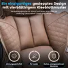 Close-up of a brown chair with decorative stitching and feature icons. Podgląd zdjęcia produktu