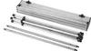 A disassembled aluminum camping table and its storage case are laid out on a white background. Produktbild-Vorschau