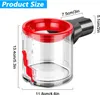 A product size chart showing a transparent dustbin with red accents and measurement labels. Produktbild-Vorschau
