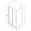 A technical drawing of a shower cabin with dimensions indicated. Podgląd zdjęcia produktu